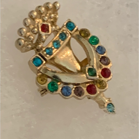 Petite Jeweled Door Knocker Brooch Pin - Picture 3 of 10